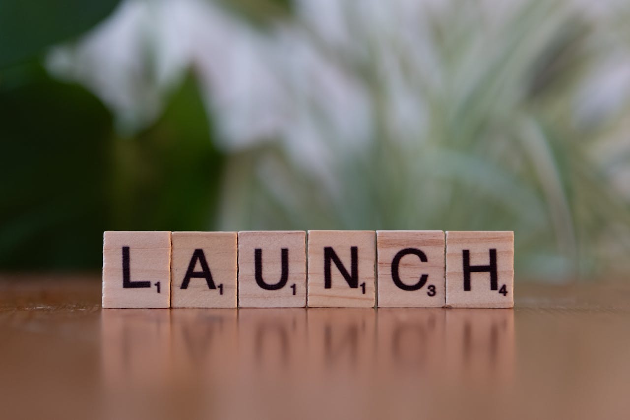 Scrabble tiles spelling launch reflecting entrepreneurship and innovation.